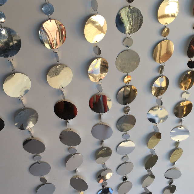 CURTAIN, Beaded Retro PVC Silver 90cm x 2.4m